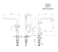 MEDIDAS MONOMANDO COCINA GUSTO IDEAL STANDARD